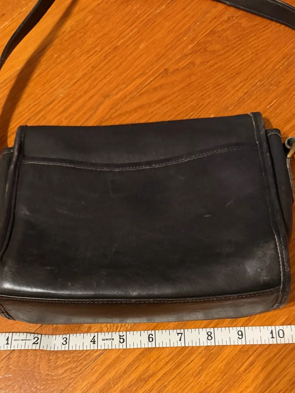 Vintage Early 1980’s Coach Black Leather Crossbody with Brass Turnlock Accent